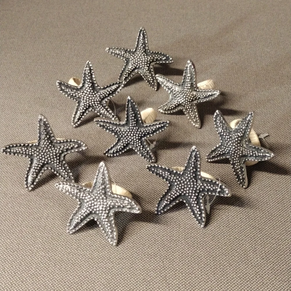 8 Metal starfish napkin holders